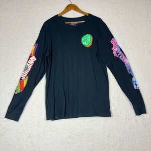 Jordan Black Long-Sleeve Shirt with Neon Sleeve Graphics Size Large